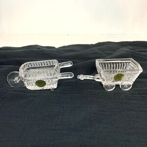 VTG Princess House Royal Highlights Glass Wheelbarrow And Wagon Crystal Germany